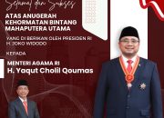 Menag Terima Tanda Kehormatan Bintang Mahaputera Utama, Kakanwil Sultra : Selamat, Ini Jadi Inspirasi dan Motivasi ASN Kemenag Sultra