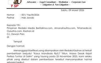 Tim Hukum Yosep Sinar Surya Siahaan & Partners Sampaikan Hak Jawab atas Pemberitaan Kasus Mandiodo