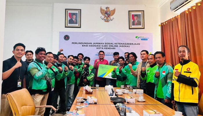 Beri Perlindungan Jaminan Sosial, BPJS Ketenagakerjaan Sultra Lakukan Kolaborasi dengan Asosiasi Ojek Online Kota Kendari