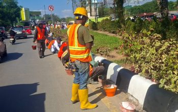 Sambut HUT ke-81 RI, Pemkot Kendari dan BPJN Sultra Berkolaborasi Perindah Kawasan Bundaran Tugu Adi Bahasa Baruga
